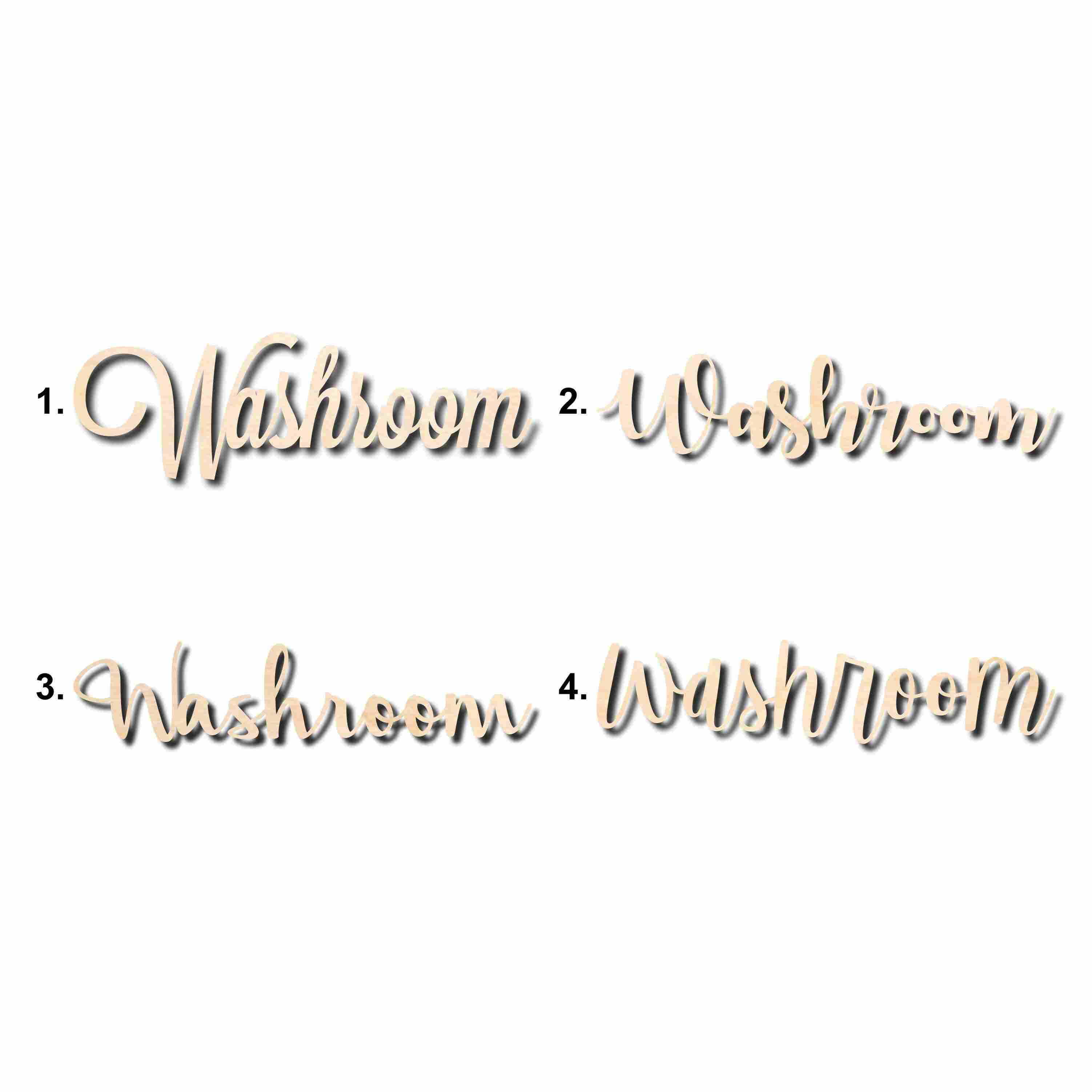 Washroom Sign Unfinished Wood Cutout Home Decor DIY