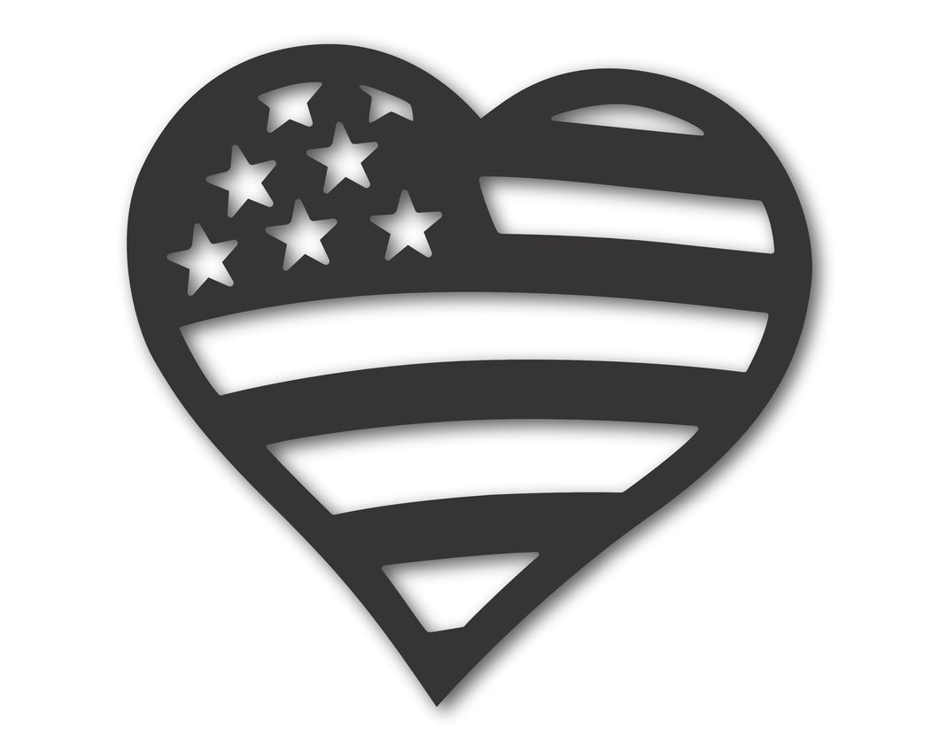 Metal American Flag Heart | Metal USA Sign | Indoor Outdoor | Up to 46