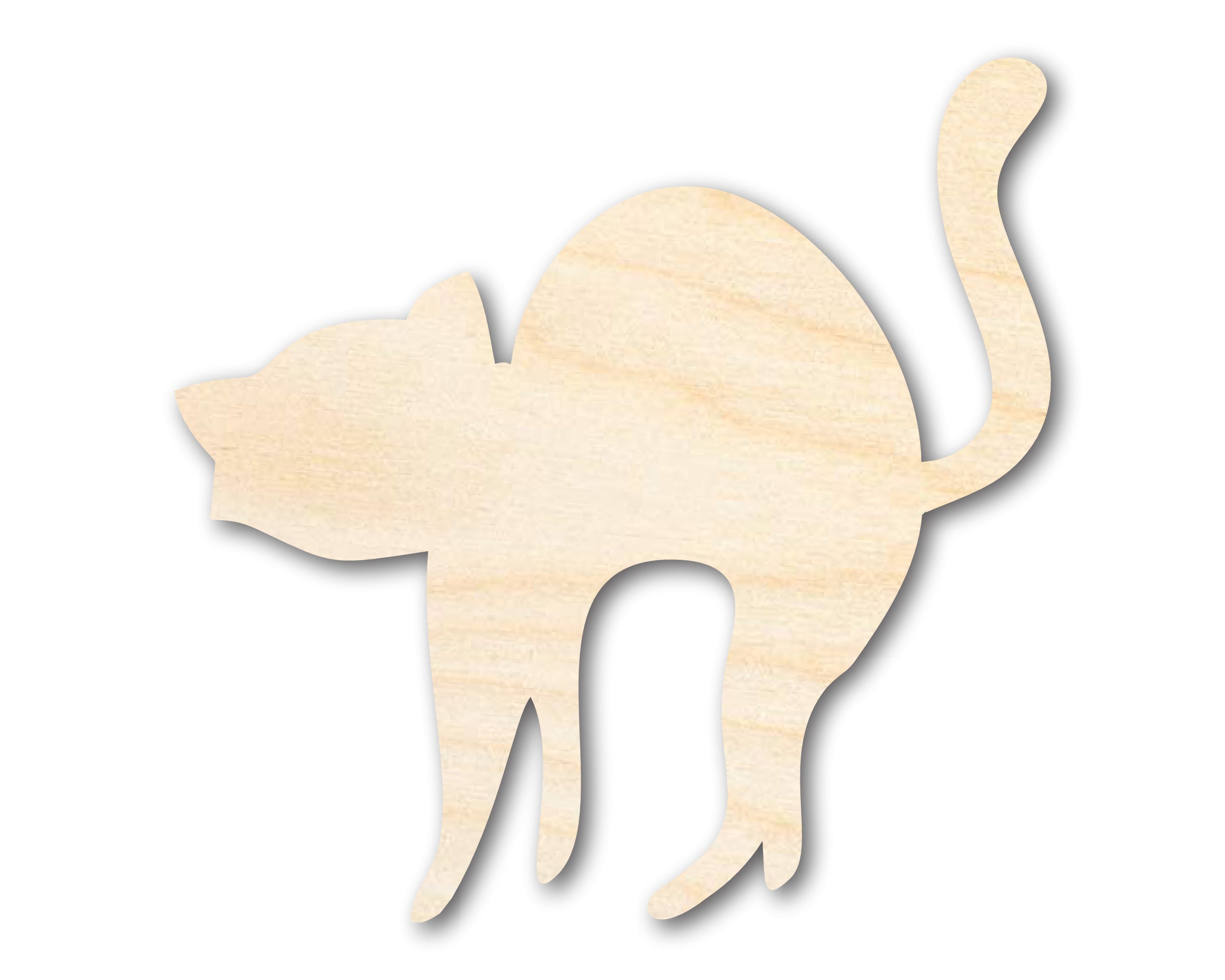 Unfinished Wood Arching Cat Shape - Craft - up to 36