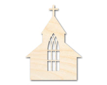 Load image into Gallery viewer, Unfinished Wood Church with Window Shape - Craft - up to 36&quot;
