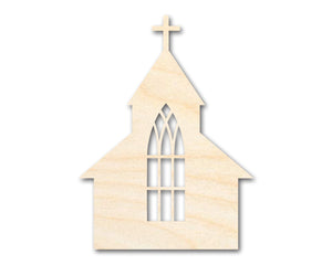 Unfinished Wood Church with Window Shape - Craft - up to 36"