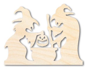 Unfinished Wood Witches Brewing Scene Shape - Craft - up to 36"