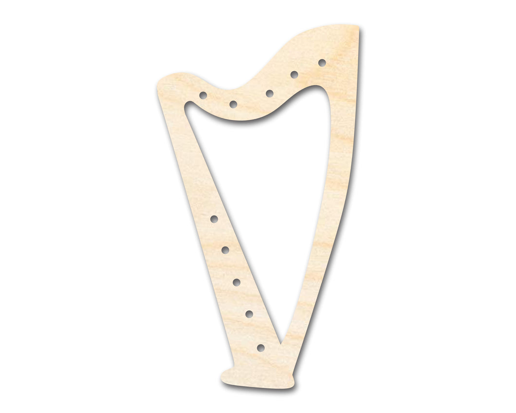 Unfinished Wood Harp with Holes Shape - Craft - up to 36