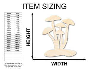 Unfinished Wood Mushrooms Shape - Craft - up to 36"