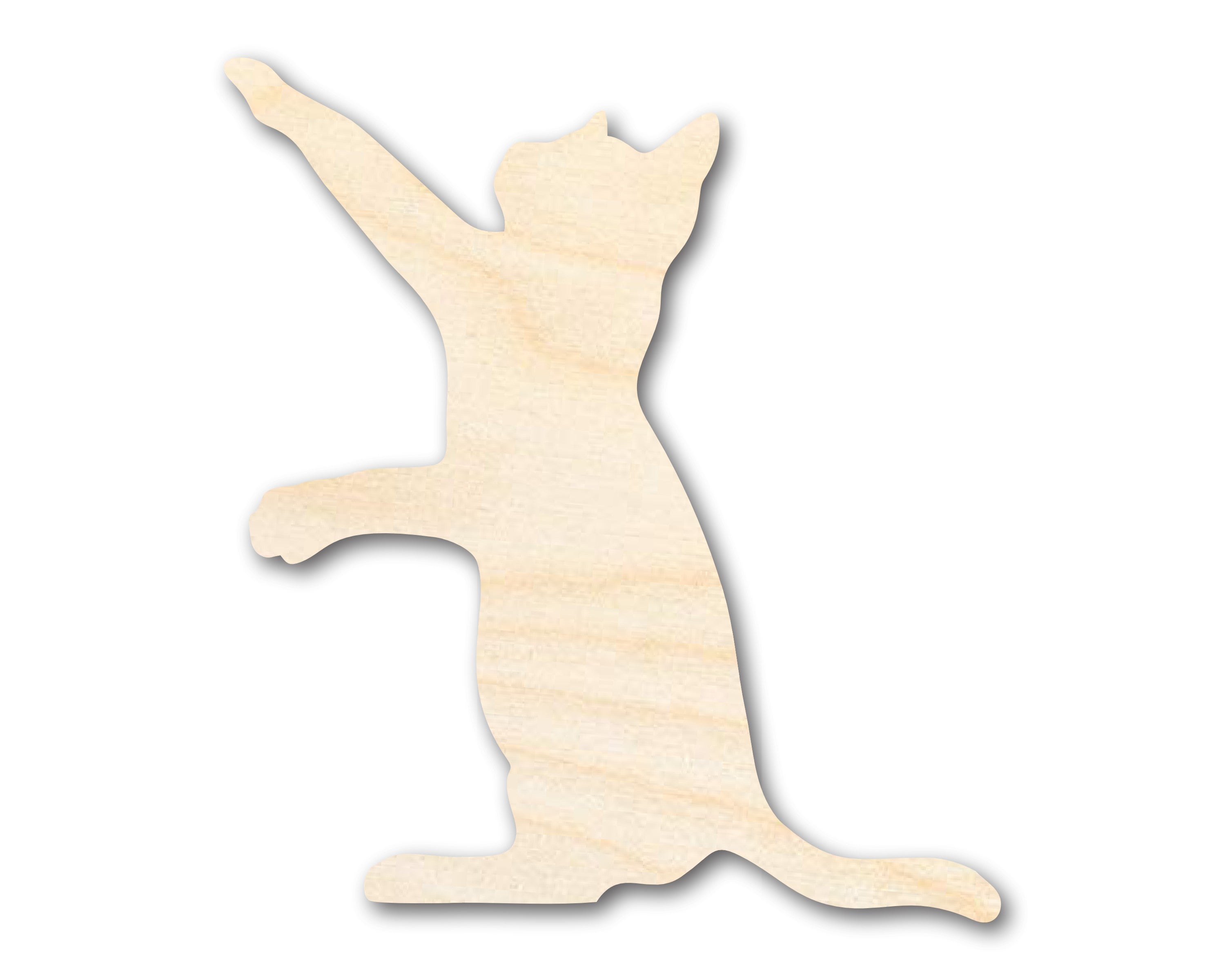 Unfinished Wood Playing Cat Shape - Craft - up to 36