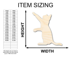Unfinished Wood Playing Cat Shape - Craft - up to 36"