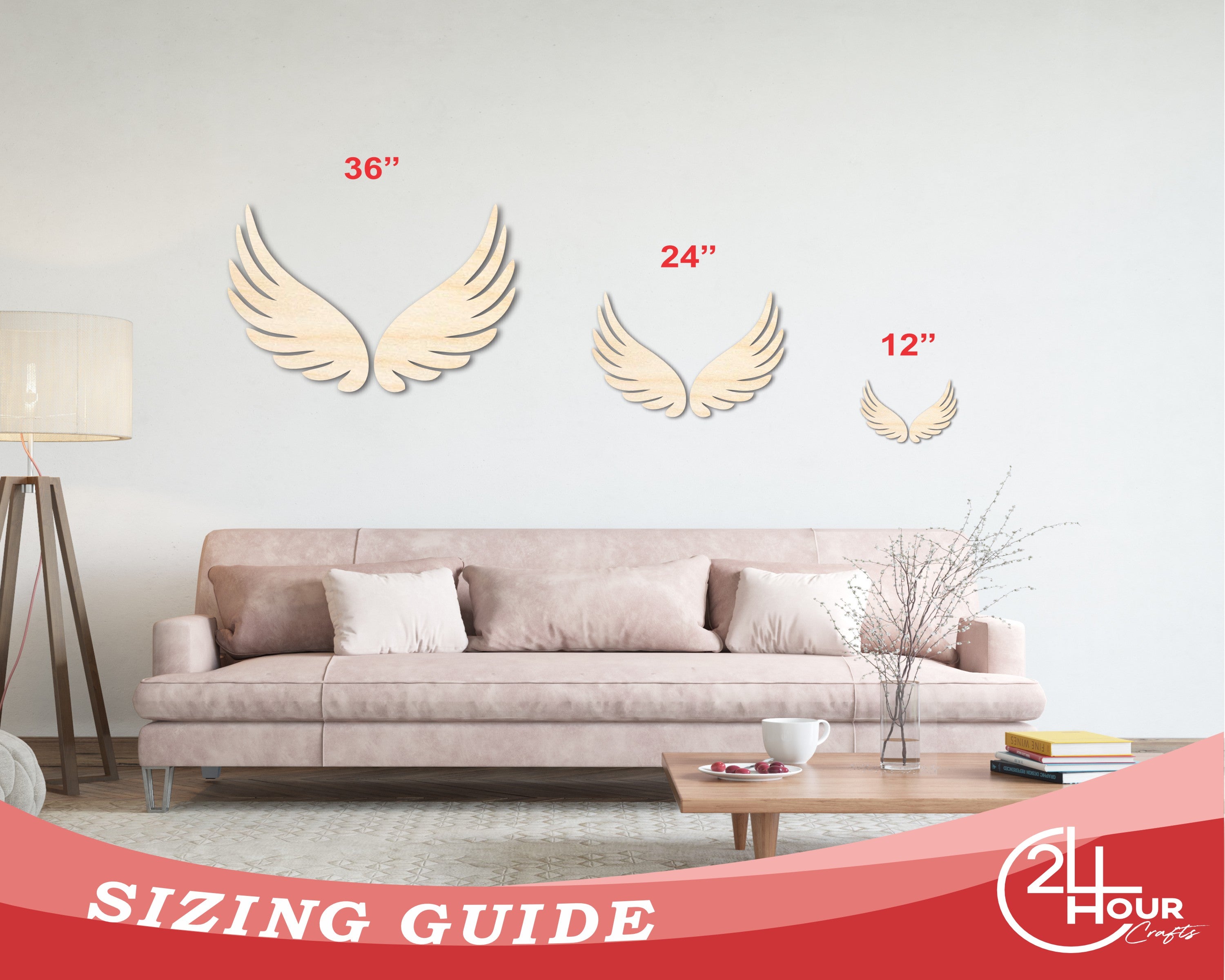 Unfinished Wood Angel Wings Shape - Craft - up to 36