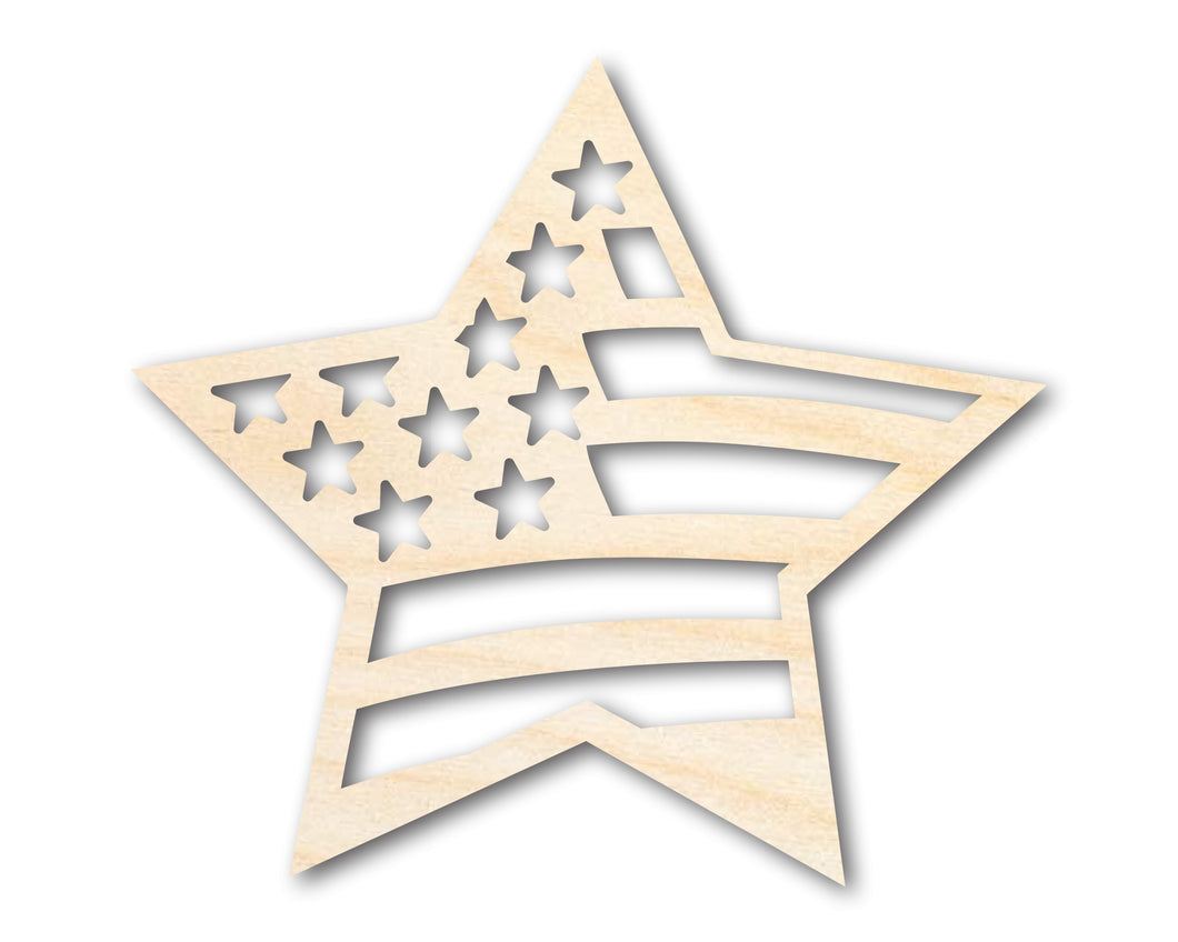 Unfinished Wood USA Star Shape - Craft - up to 36