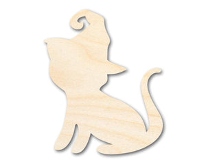 Unfinished Wood Witch Cat Shape - Craft - up to 36"