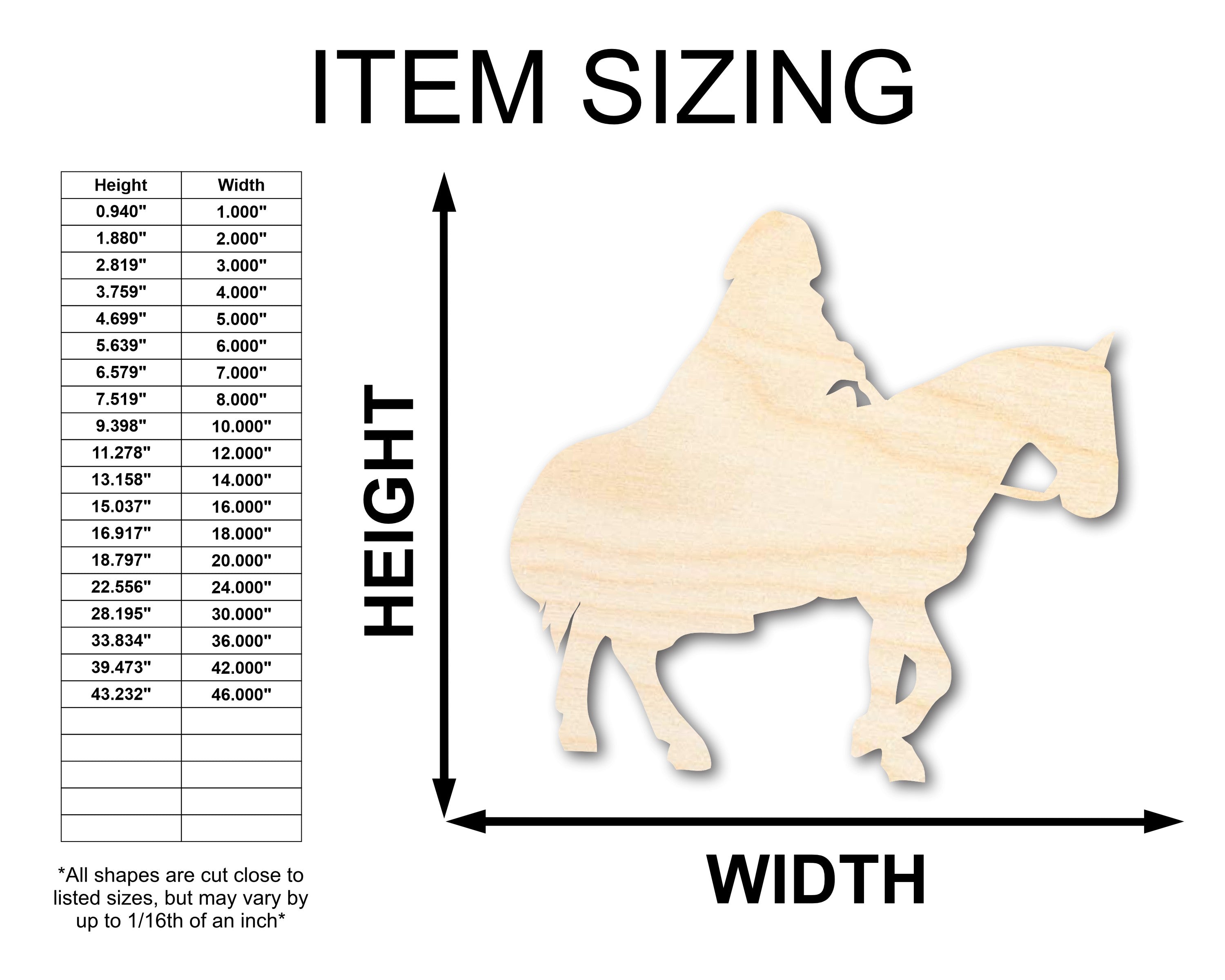 Unfinished Wood Hooded Horse and Rider Shape - Craft - up to 36