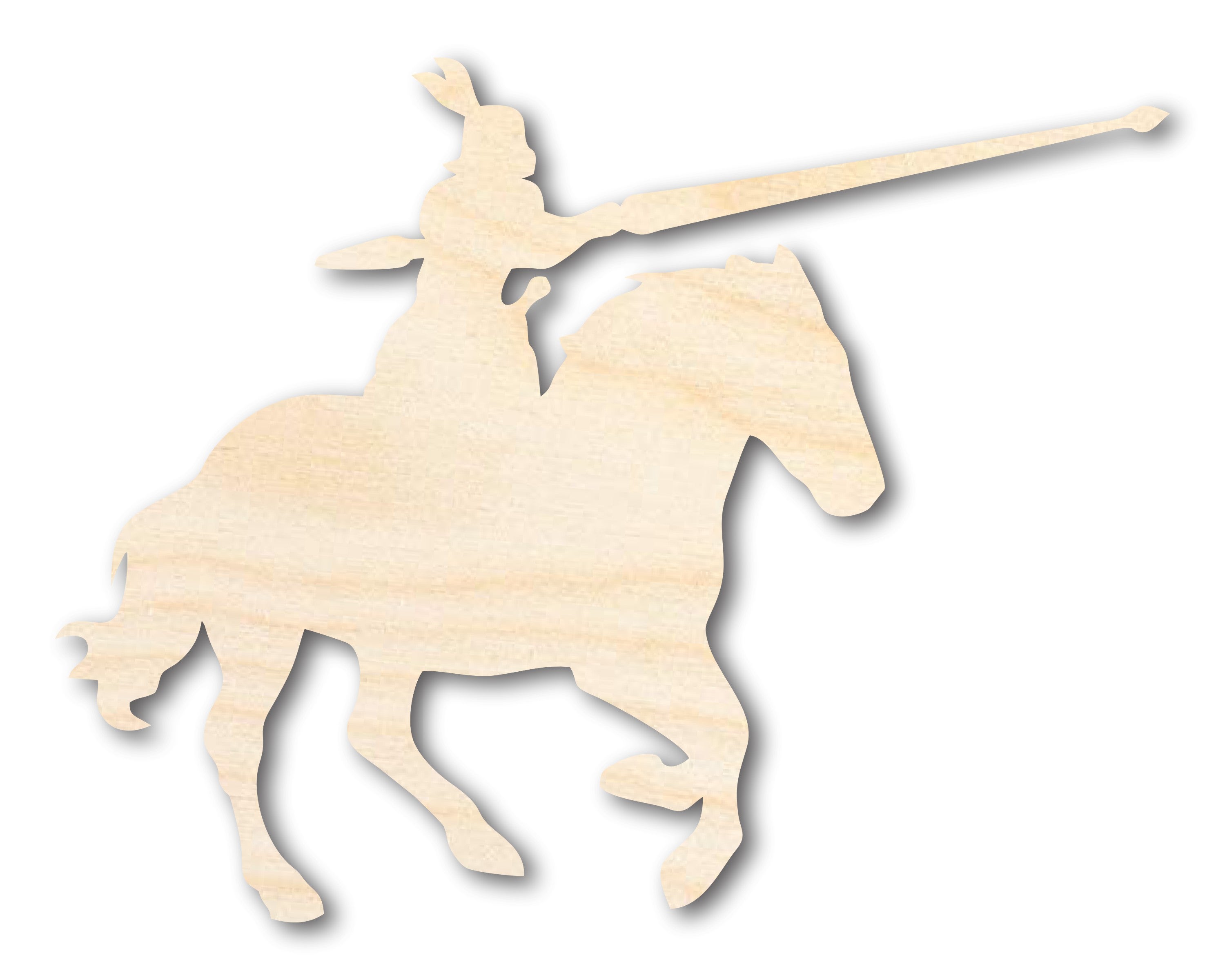 Unfinished Wood Jousting Knight Shape - Craft - up to 36