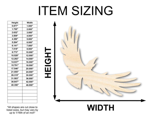 Unfinished Wood Flying Crow Shape - Craft - up to 36"