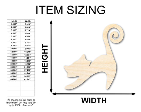 Unfinished Wood Swirly Cat Shape - Craft - up to 36"