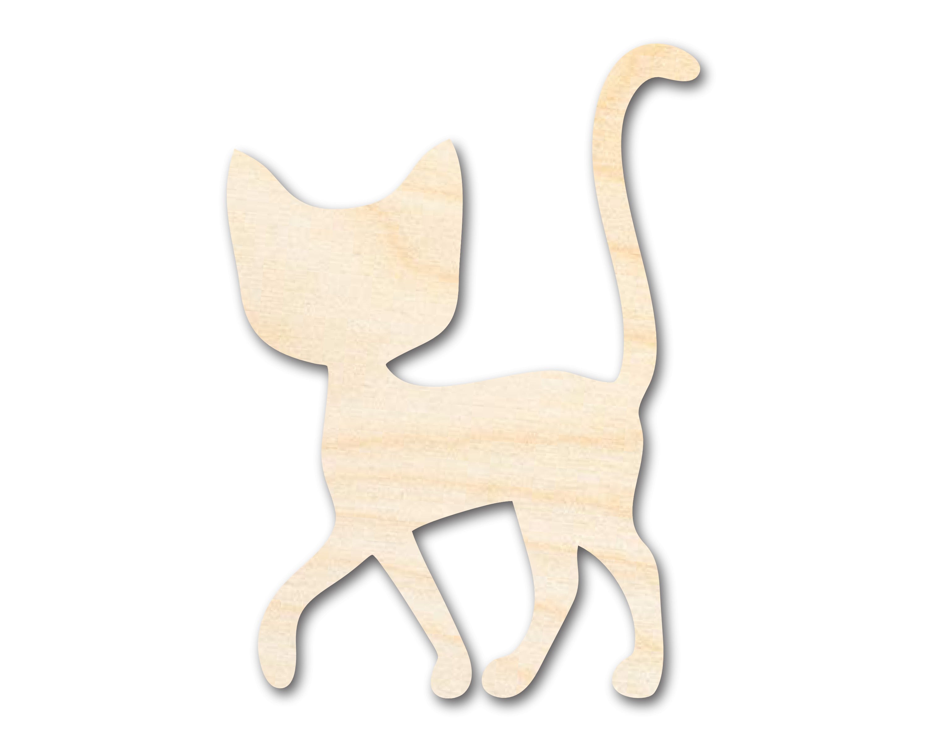 Unfinished Wood Cat Silhouette Shape - Craft - up to 36