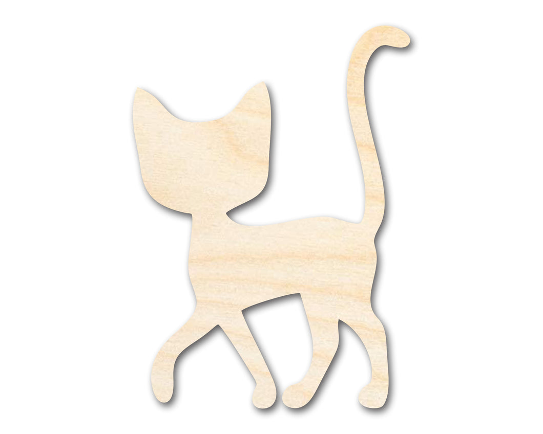 Unfinished Wood Cat Silhouette Shape - Craft - up to 36