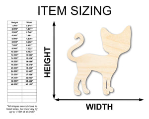 Unfinished Wood Cat Silhouette Shape - Craft - up to 36"