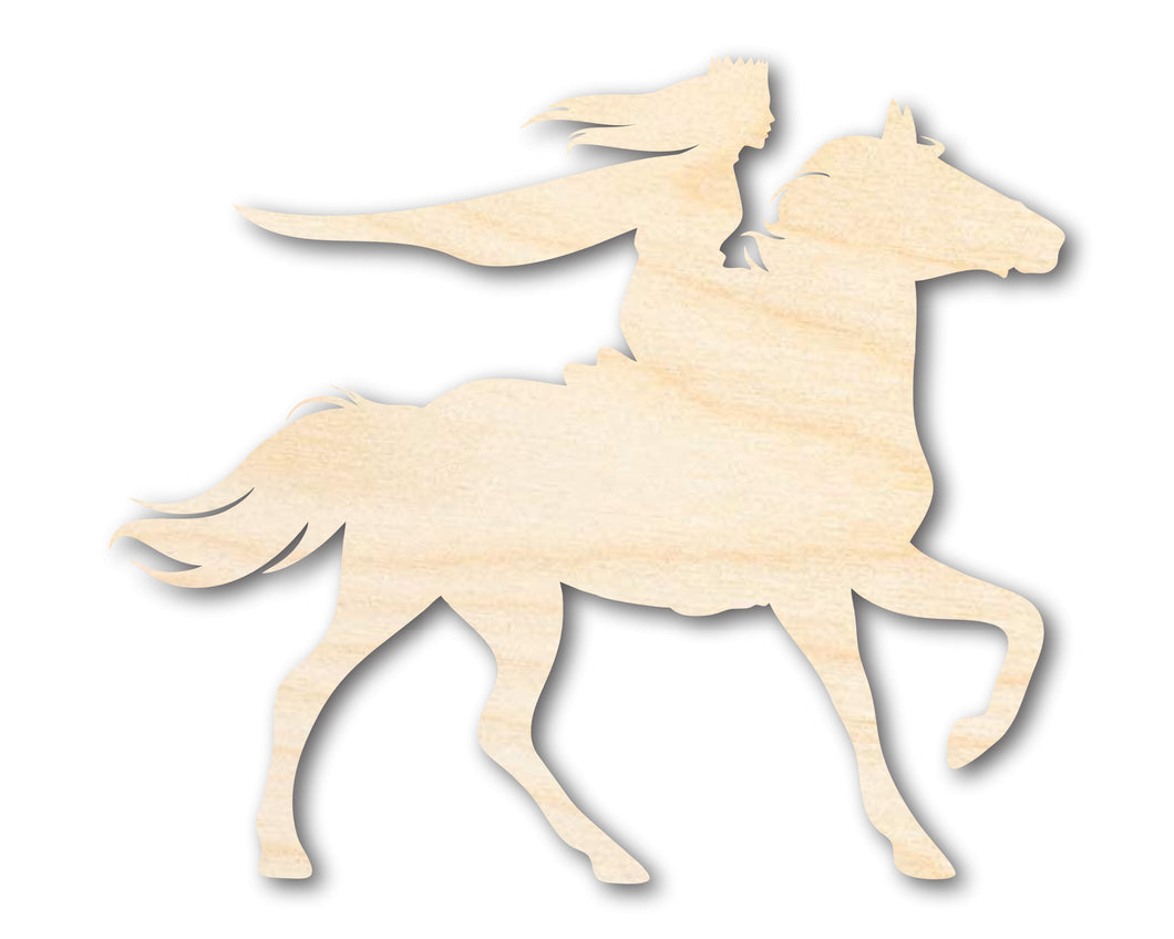 Unfinished Wood Fairytale Horse and Rider Shape - Craft - up to 36