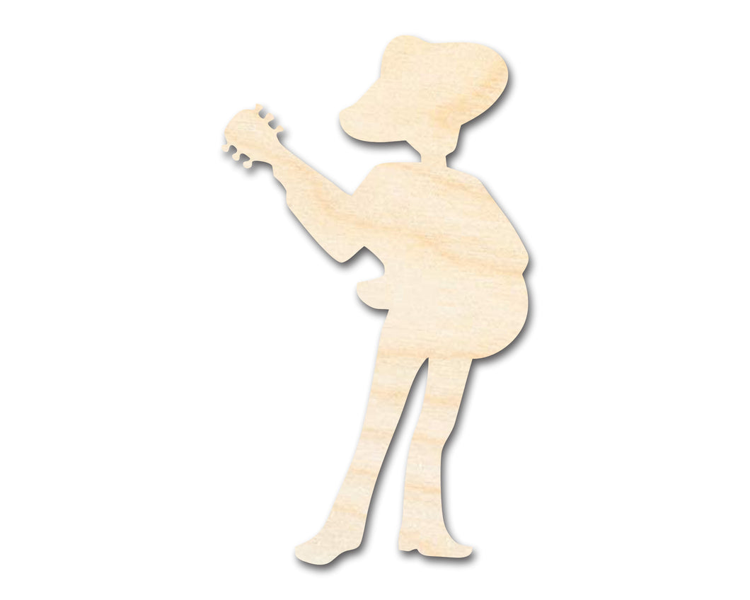 Unfinished Wood Mariachi Guitar Player Shape - Craft - up to 36