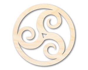 Unfinished Wood Triskele Shape - Celtic Symbol Craft - up to 36"