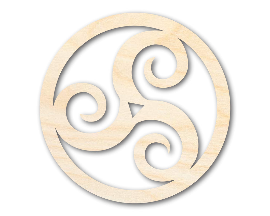 Unfinished Wood Triskele Shape - Celtic Symbol Craft - up to 36