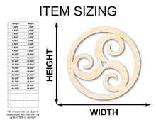 Load image into Gallery viewer, Unfinished Wood Triskele Shape - Celtic Symbol Craft - up to 36&quot;
