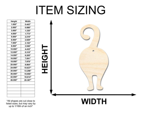 Unfinished Wood Cat Backside Shape - Pet Craft - up to 36"