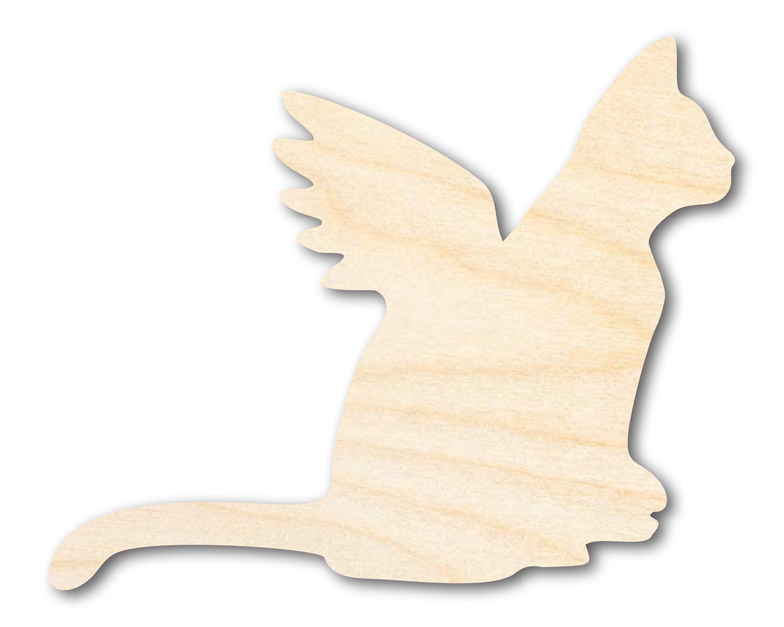 Unfinished Wood Angel Cat Shape - Pet Craft - up to 36