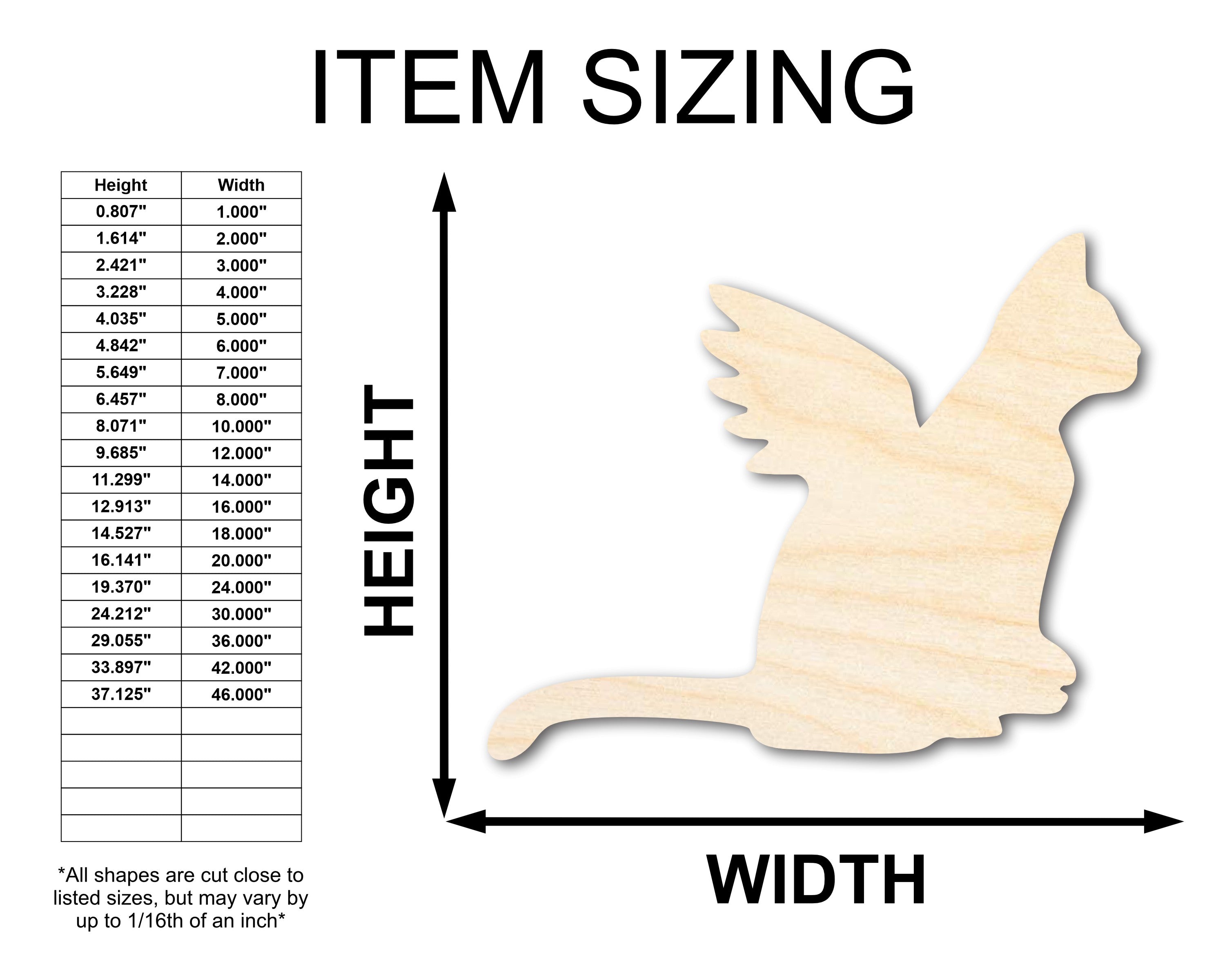Unfinished Wood Angel Cat Shape - Pet Craft - up to 36