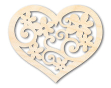 Load image into Gallery viewer, Unfinished Wood Flower Heart Shape - Craft - up to 36&quot;
