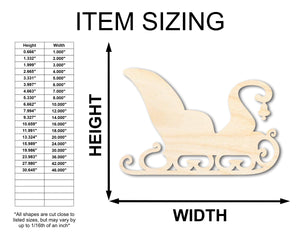 Unfinished Wood Winter Sleigh Shape - Craft - up to 36"