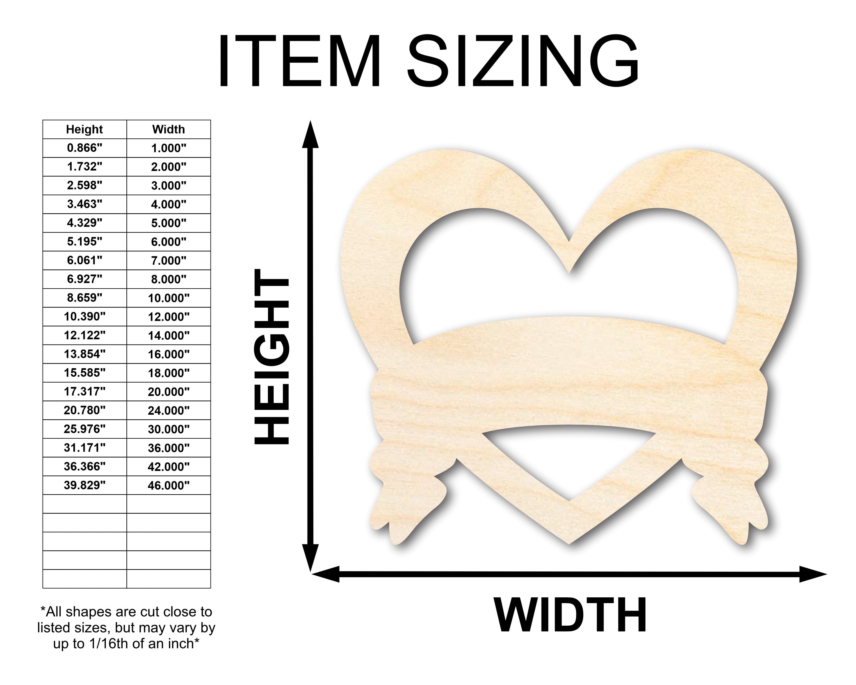 Unfinished Wood Bannered Heart Shape - Craft - up to 36