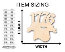 Load image into Gallery viewer, Unfinished Wood 1776 and Flag Shape - Craft - up to 36&quot; DIY
