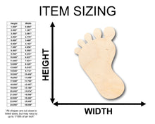 Load image into Gallery viewer, Unfinished Wood Baby Foot Shape - Craft - up to 36&quot; DIY
