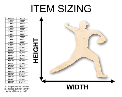 Unfinished Wood Baseball Pitcher Shape - Craft - up to 36" DIY