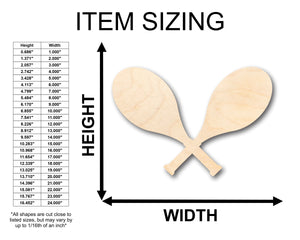 Unfinished Wood Crossed Tennis Rackets Shape - Craft - up to 36" DIY