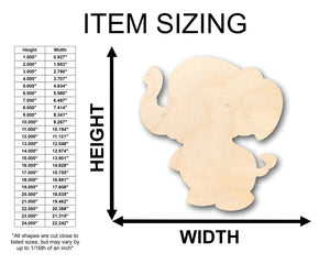 Unfinished Wood Cute Baby Elephant Shape - Craft - up to 36" DIY