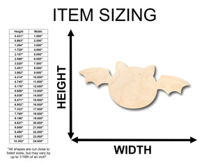 Unfinished Wood Cute Bat Shape - Craft - up to 36" DIY