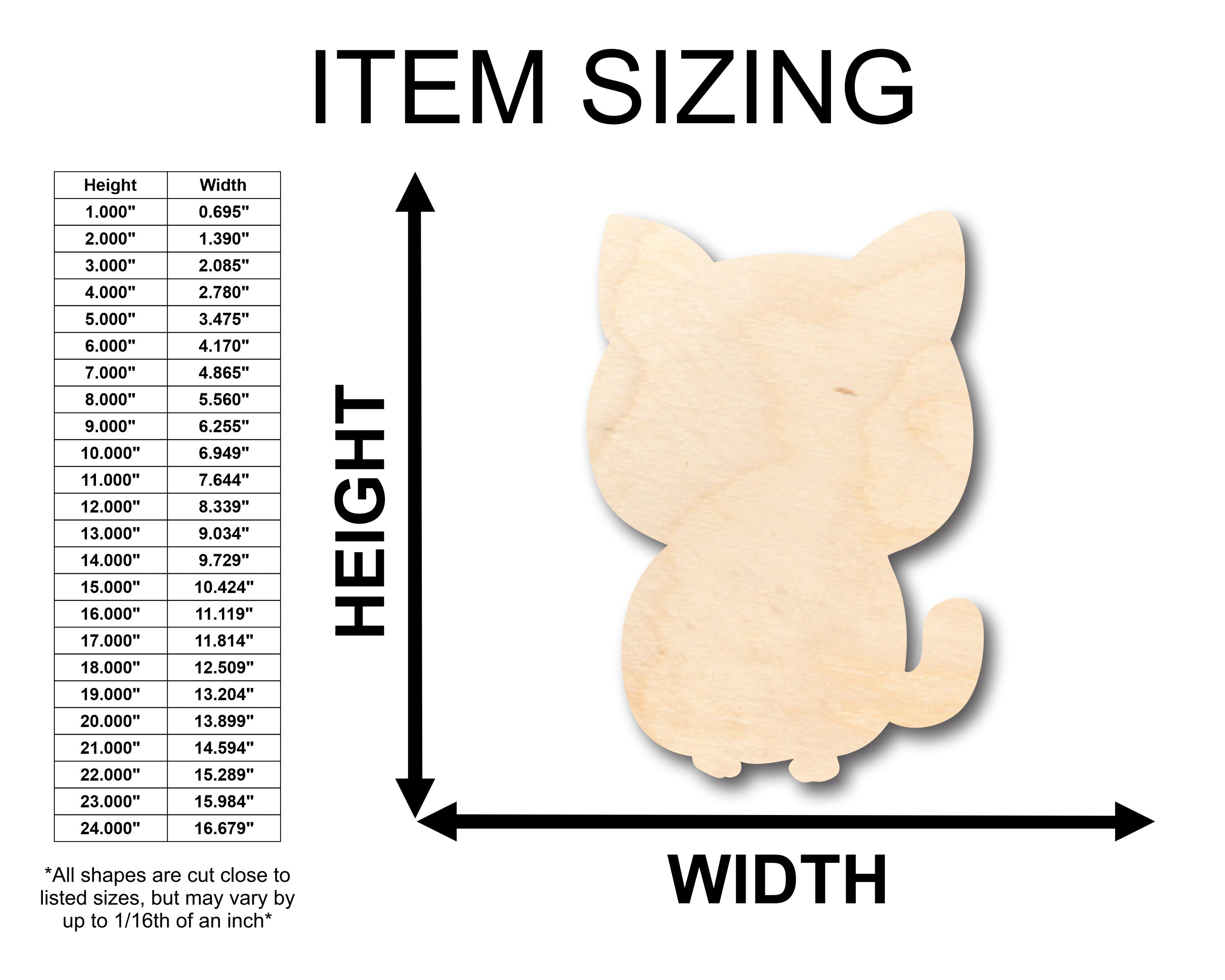 Unfinished Wood Cute Cat Shape - Craft - up to 36
