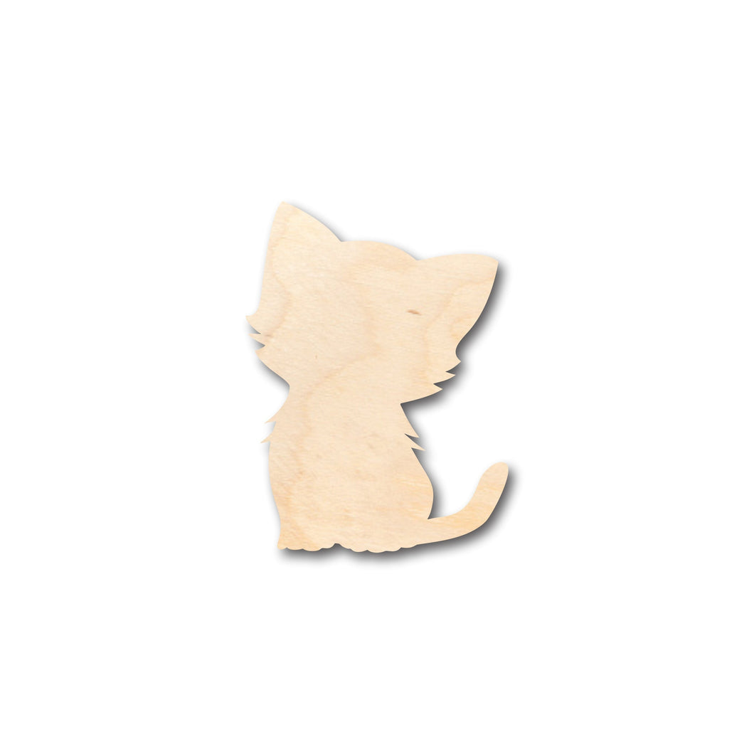 Unfinished Wood Cute Cat Shape - Craft - up to 36