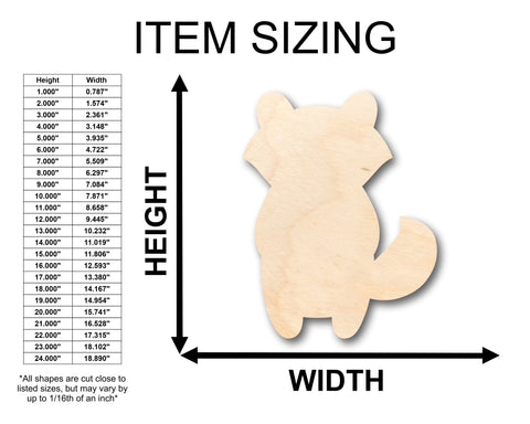 Unfinished Wood Cute Raccoon Shape - Craft - up to 36" DIY