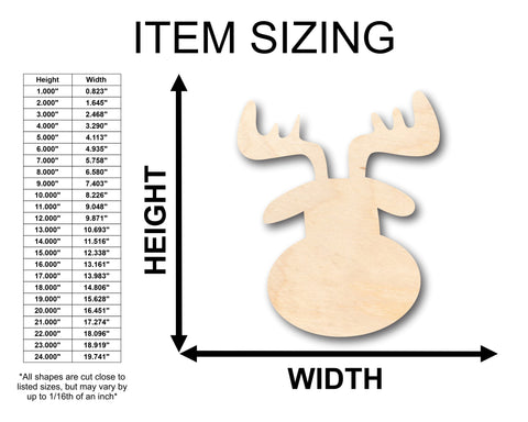 Unfinished Wood Cute Reindeer Head Shape - Craft - up to 36" DIY