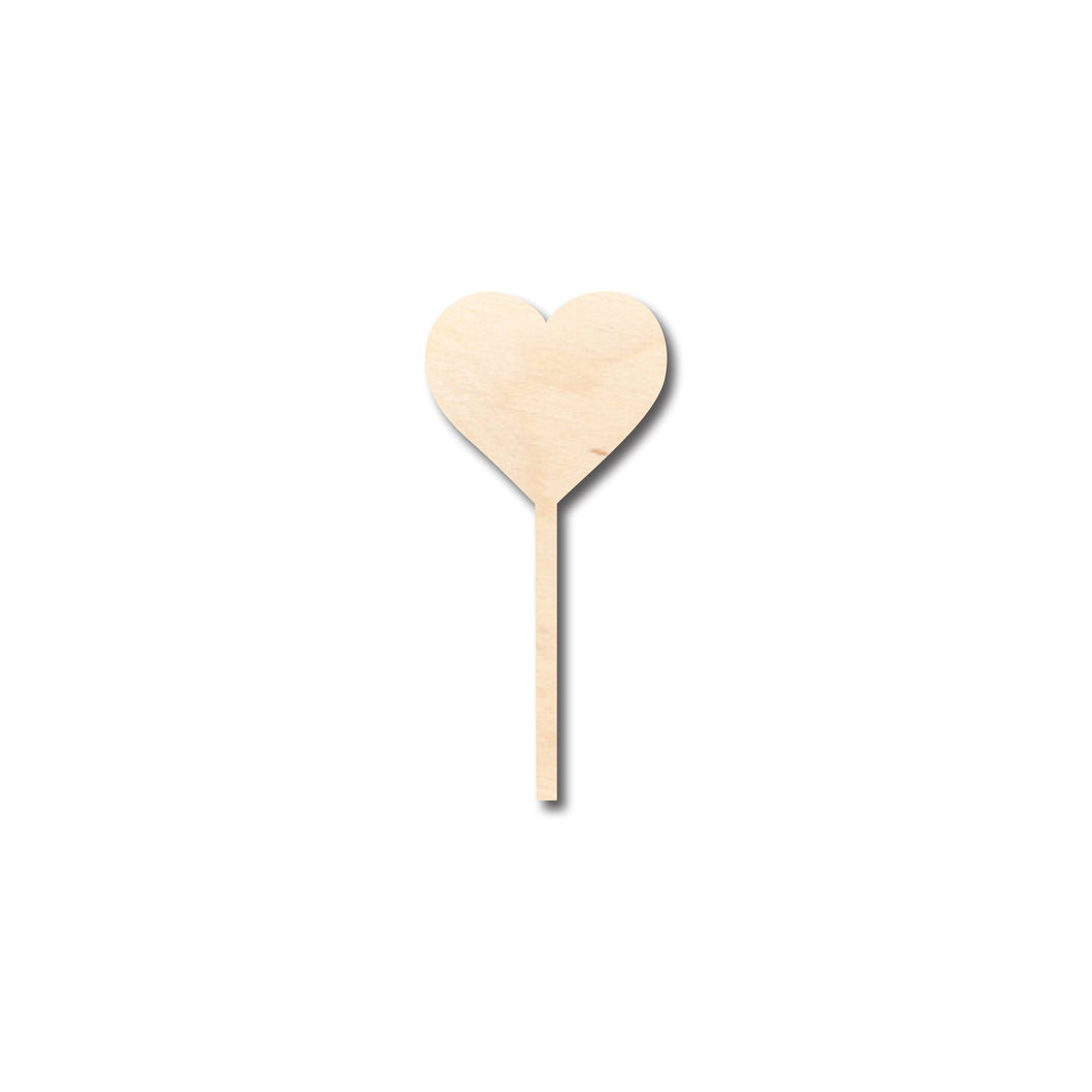 Unfinished Wood Heart Stick Lolipop Shape - Craft - up to 36