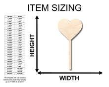Load image into Gallery viewer, Unfinished Wood Heart Stick Lolipop Shape - Craft - up to 36&quot; DIY
