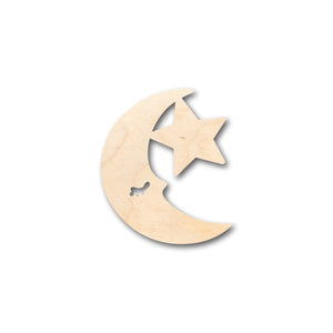 Unfinished Wood Moon & Star Shape - Craft - up to 36" DIY