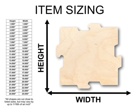 Unfinished Wood Puzzle Piece Interlocking Shape - Craft - up to 36" DIY