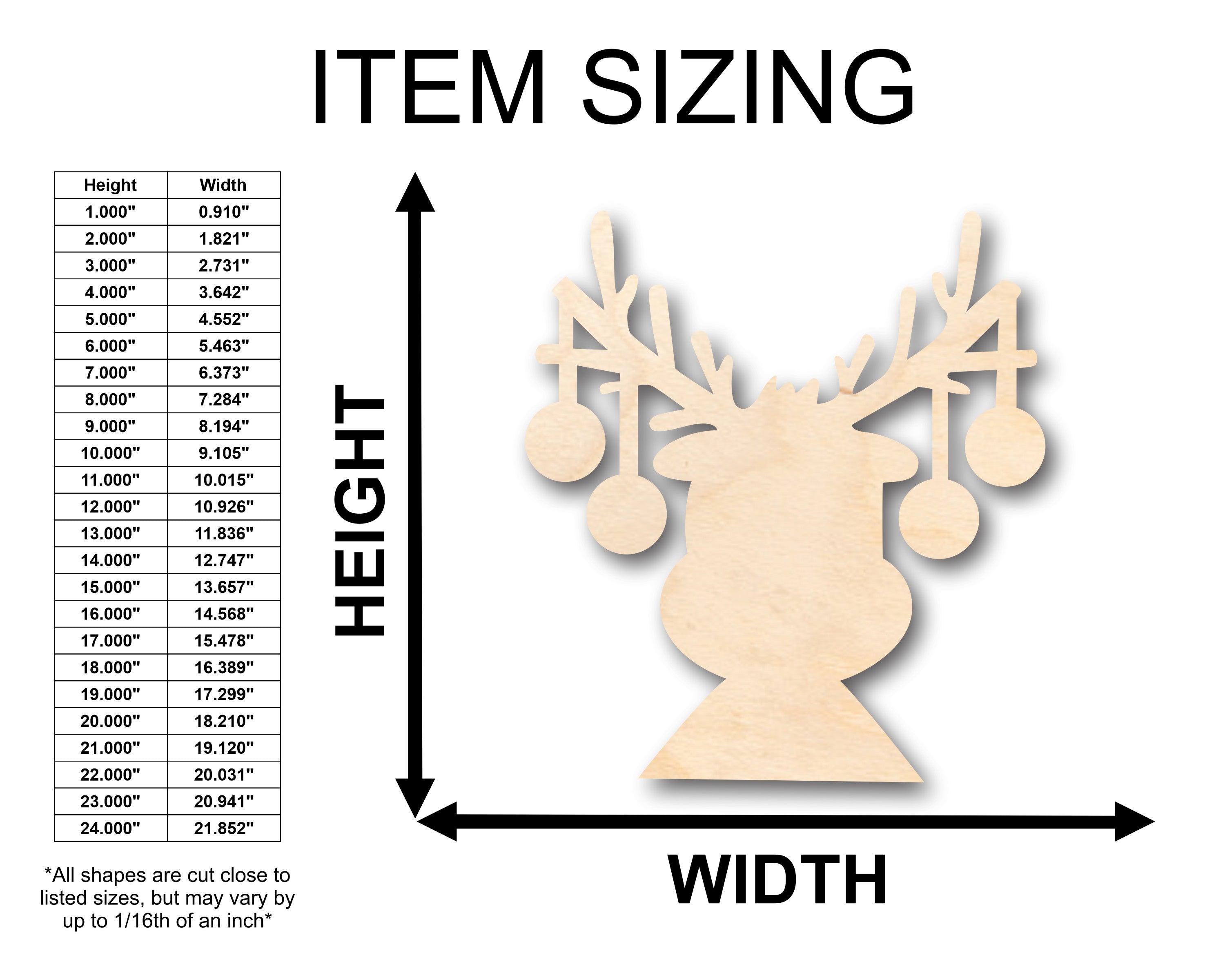 Unfinished Wood Reindeer Antler Ornaments Shape - Craft - up to 36