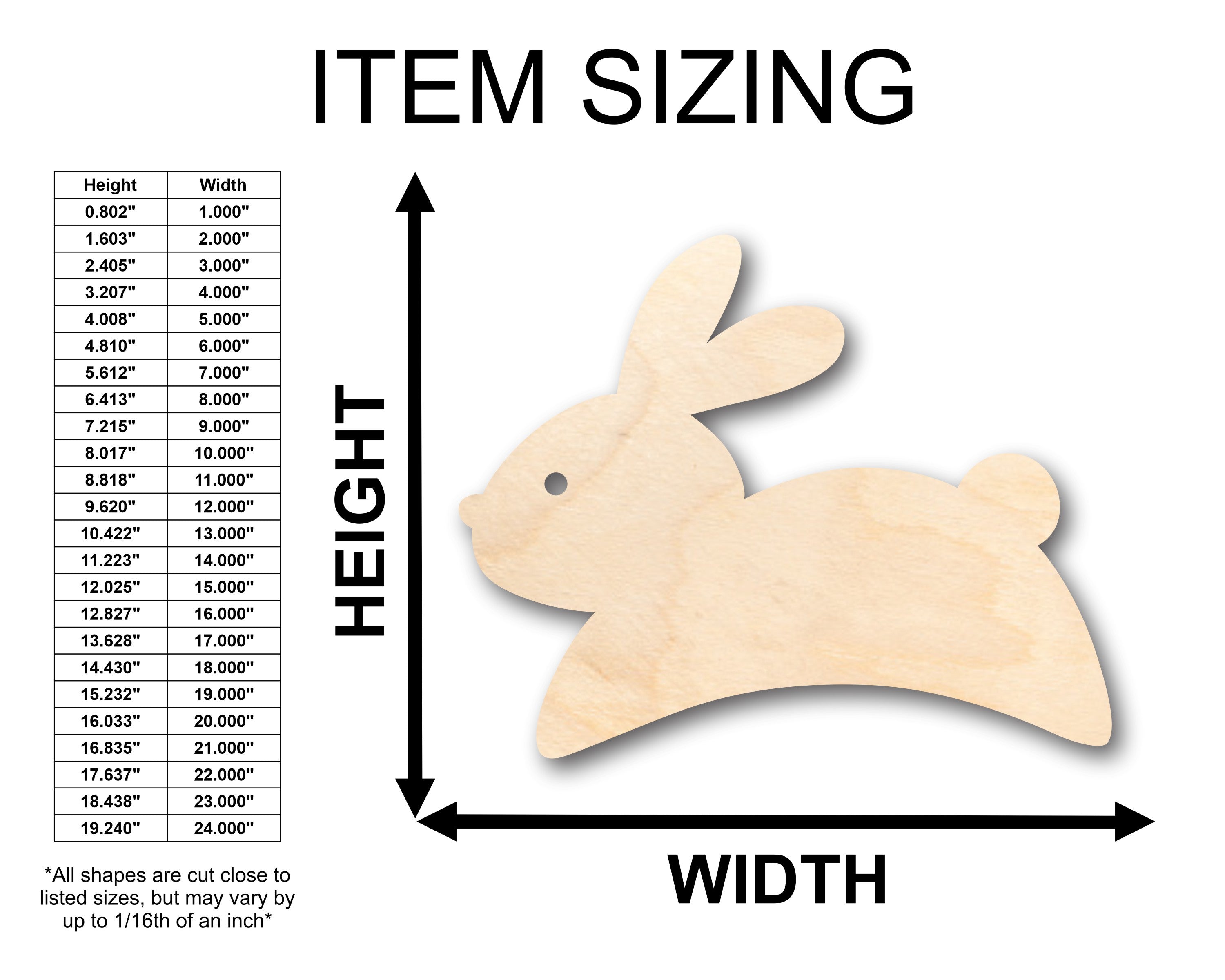 Unfinished Wood Simple Bunny Shape - Craft - up to 36