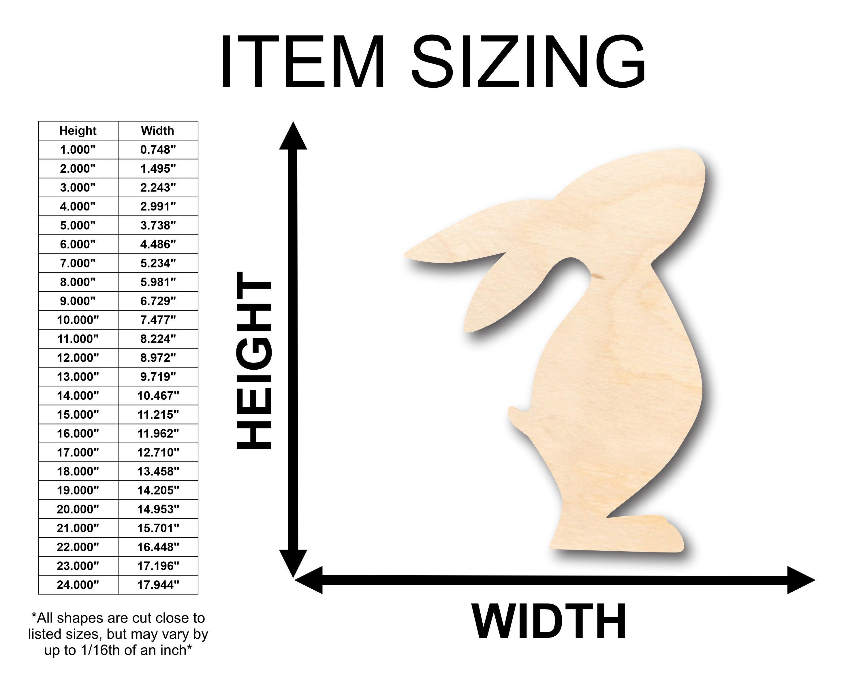 Unfinished Wood Standing Rabbit Shape - Craft - up to 36