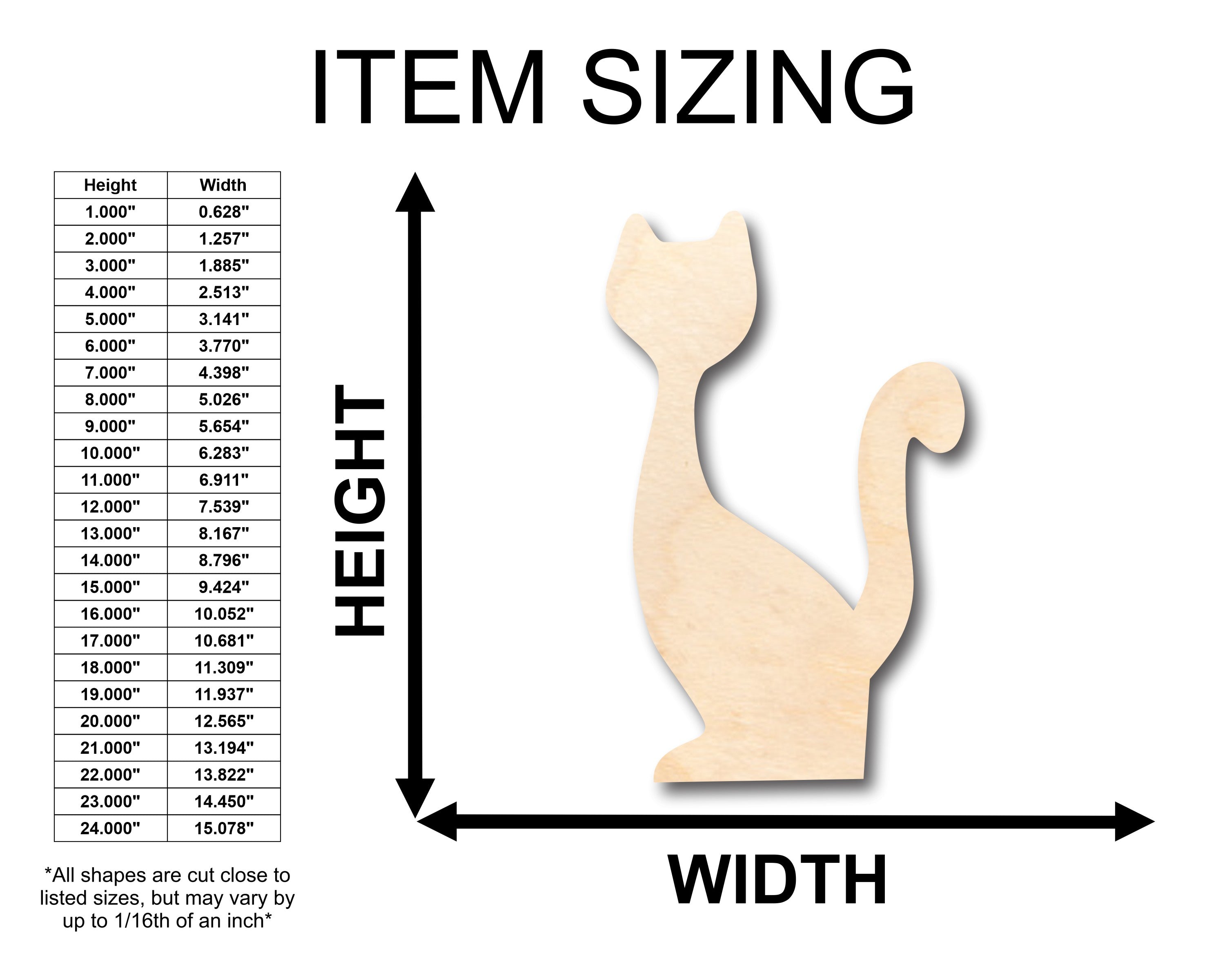 Unfinished Wood Tall Cat Shape - Craft - up to 36