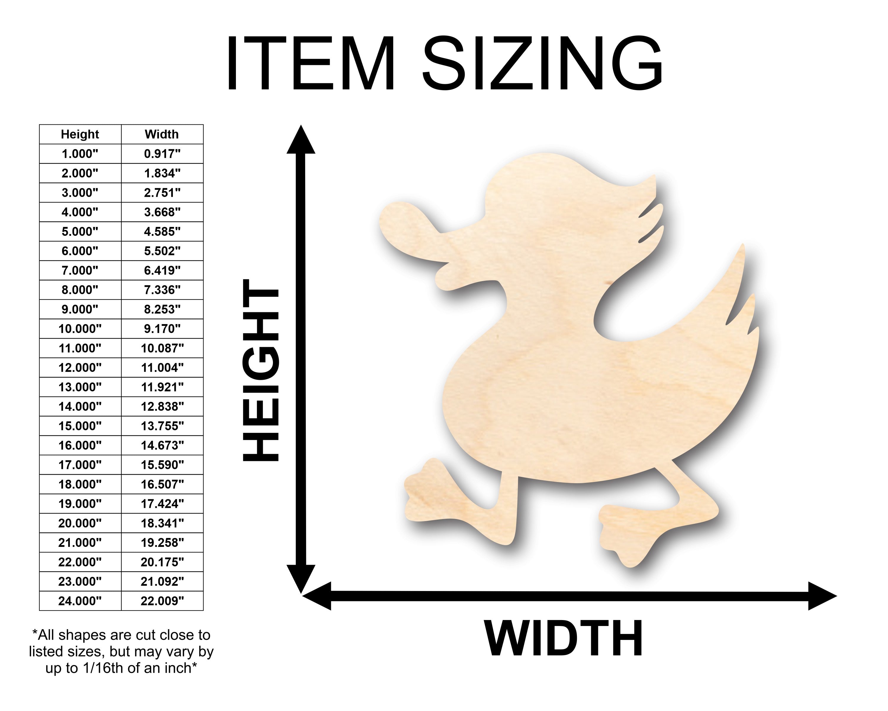 Unfinished Wood Walking Duck Shape - Craft - up to 36
